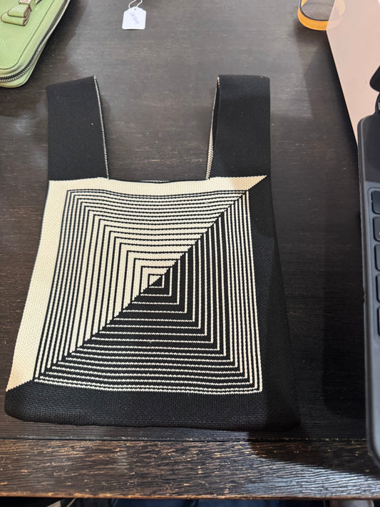 Small Cloth Handbag - Geometric Print - Like New Condition