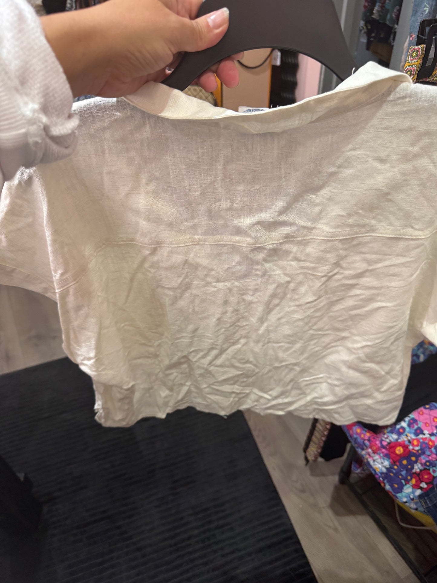 Blue Rain Size Large Cream Color Button Up TShirt