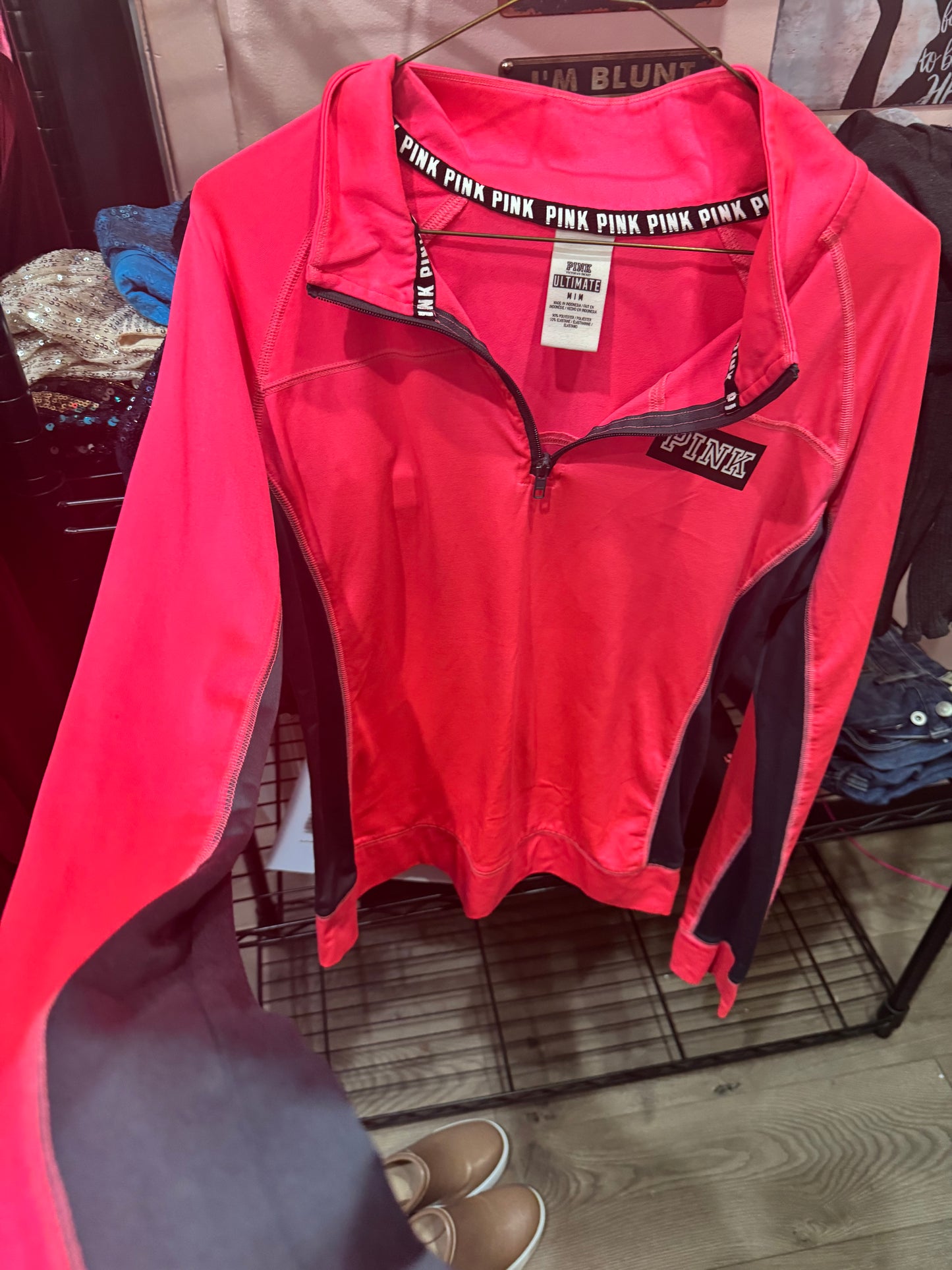 PINK Medium Half Zip Top