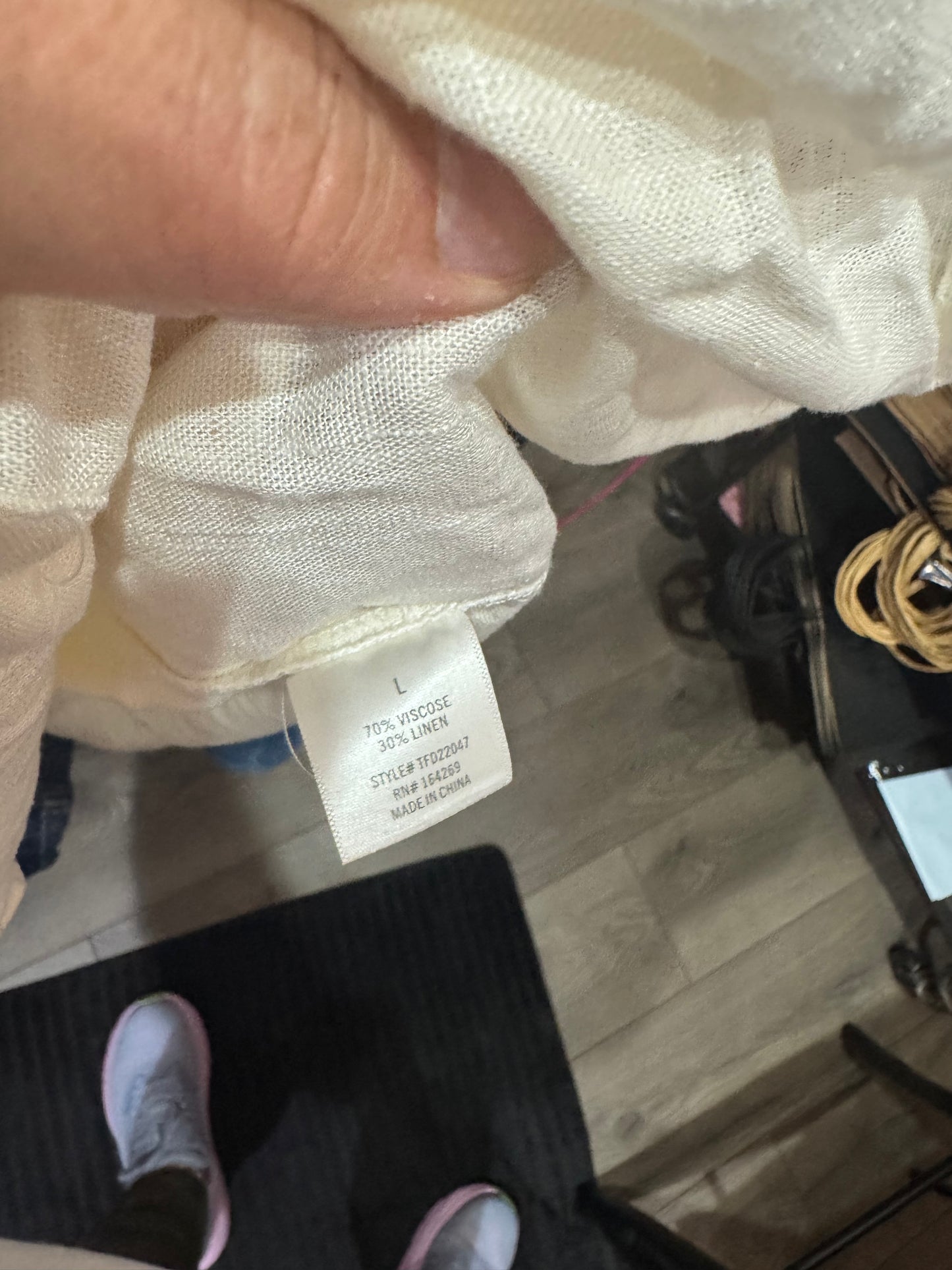 Blue Rain Size Large Cream Color Button Up TShirt