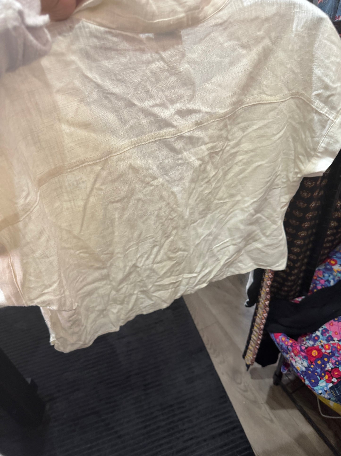 Blue Rain Size Large Cream Color Button Up TShirt