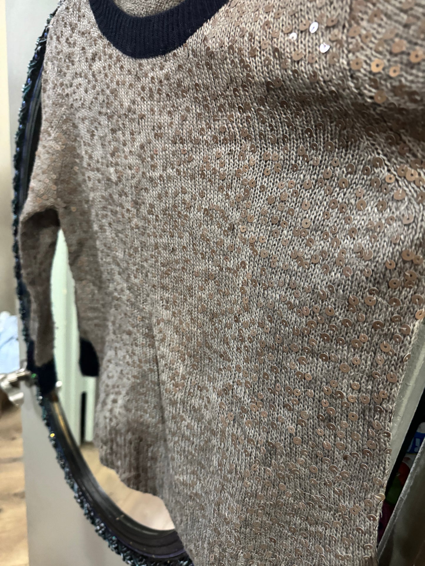J. Crew Crewneck Sweater - Gray with Sequin Detail