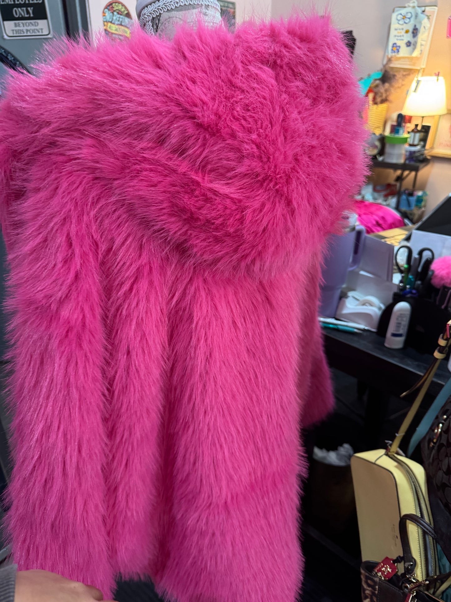 Laseti Brand - Size Medium Faux Fur Pink Hooded Jacket